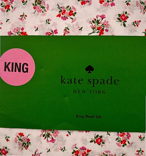 4 pc Kate Spade NY Floral Bouquet King Sheet Set NIP