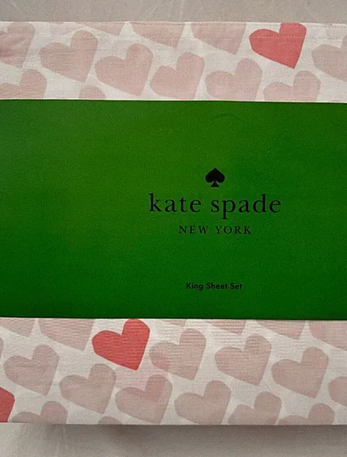 4 pc Kate Spade NY Hearts King Sheet Set NIP