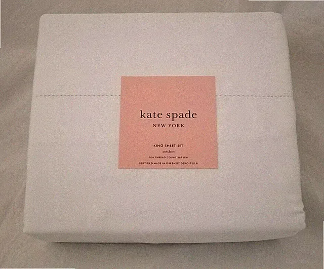 4 pc Kate Spade NY Weston 300 TC White King Sheet Set NIP