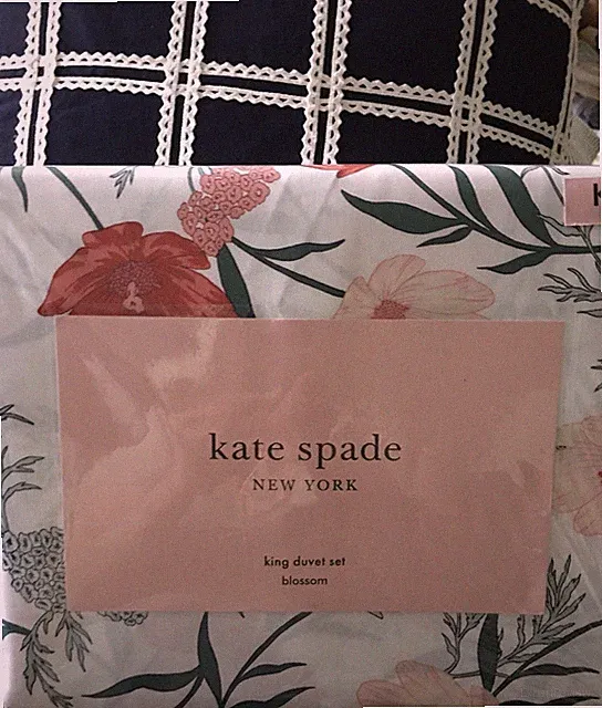 KATE SPADE "BLOSSOM" KNG DUVET SET 4pc MULTI COLOR NAVY WHITE GREEN ETC NIP NICE