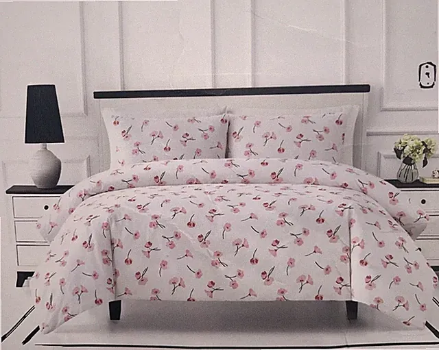 KATE SPADE Falling Poppies Pink Flowers Twin XL 68x92”Cotton 2 Pc Comforter Set