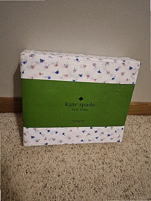 Kate Spade Full Sheet Set White Floral Cotton Gift New Oeko Tex