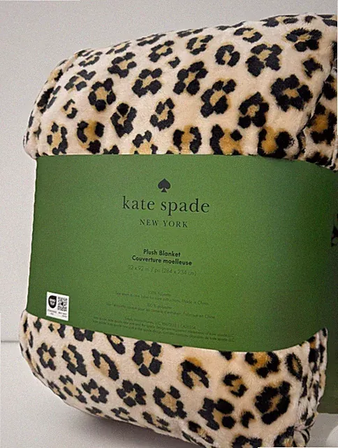 Kate Spade KING Leopard Animal Print Plush Fleece Blanket Throw Comforter NEW