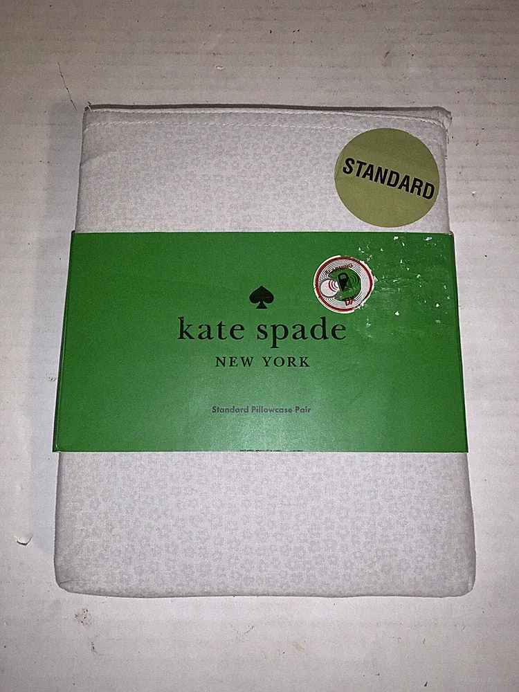 Kate Spade New York 2 Standard Pillowcases Gray With Floral 100% Cotton Percale