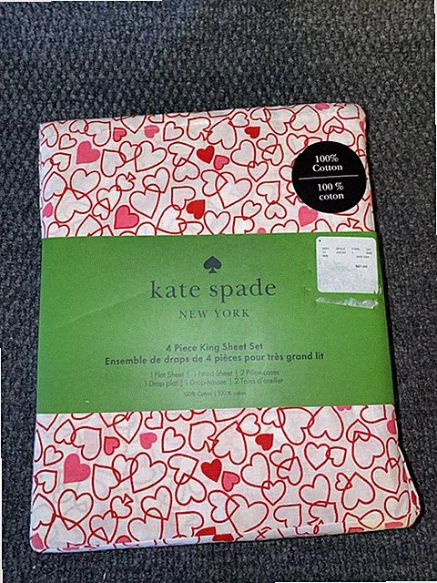 Kate Spade New York 4 Piece King Sheet Set Heart Print Cotton