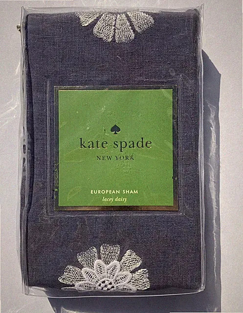 Kate Spade New York Euro Sham Lacey Daisy 26” x 26” Linen And Lace Charcoal New
