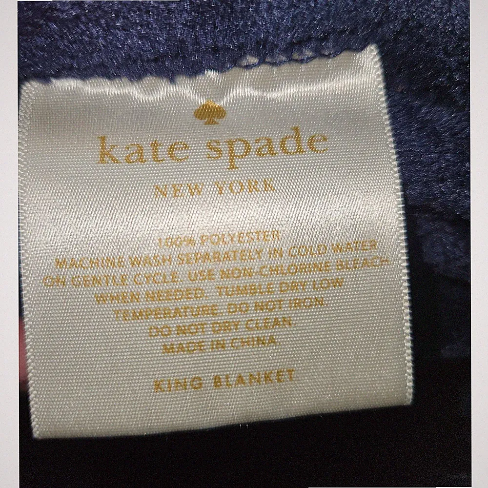 KATE SPADE New York King Blanket Navy Blue Plush Fleece Luxury Blanket Comforter