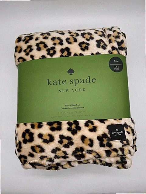 kate spade new york Plush Twin Blanket Leopard Floral Polyester 68x90in