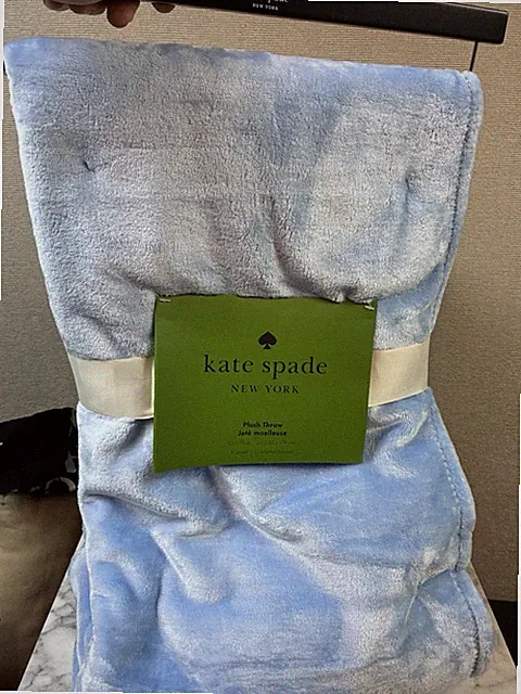 Kate Spade Plush Fleece Throw in Light Blue Color - 60” X 70” Brand New
