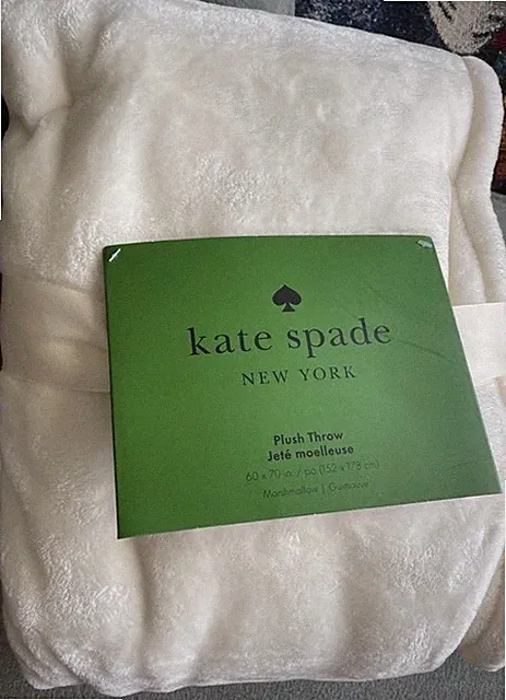 Kate Spade Plush Fleece Throw In Marshmallow Cream Color - 60” X 70” New So Soft