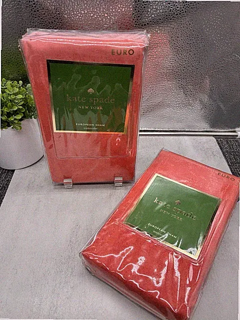 Kate Spade Rugby Stripe Euro Shams (2) Hot Coral New