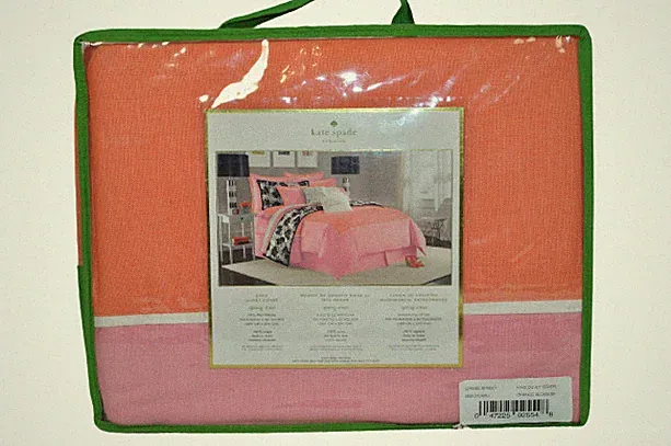 KATE SPADE Spring Street King Duvet Cover Orange Blossom Bedding New