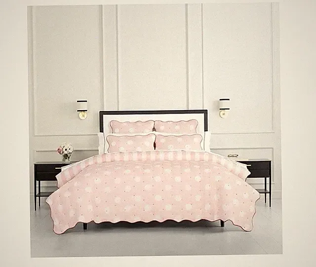 Kate Spade Stripe Dot 3-Piece King Quilt Bedding Set, Cotton Reversible Cover