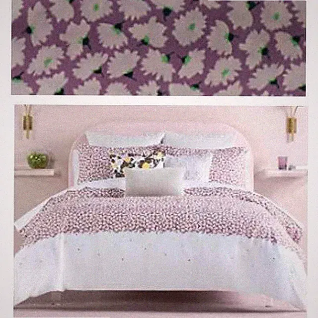 NEW Kate Spade New York Floral Purple Carnation King Duvet Cover Set Bedding