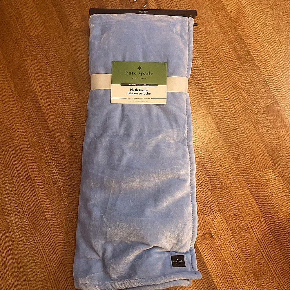 NEW Kate Spade New York Plush Fleece Throw Blanket 60”x70” Bluebell Soft Luxury