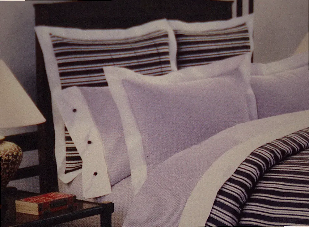 NEW Kate Spade Roland Garden White Purple Stripe 2 King Pillow Shams