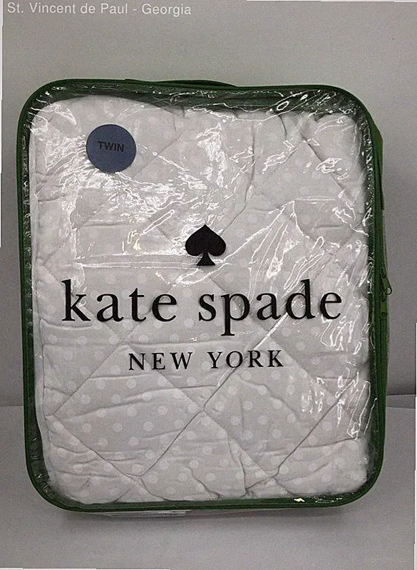 NIP Kate Spade Quilted Polka Dot Twin Size Classic Mattress Pad Embroidered New