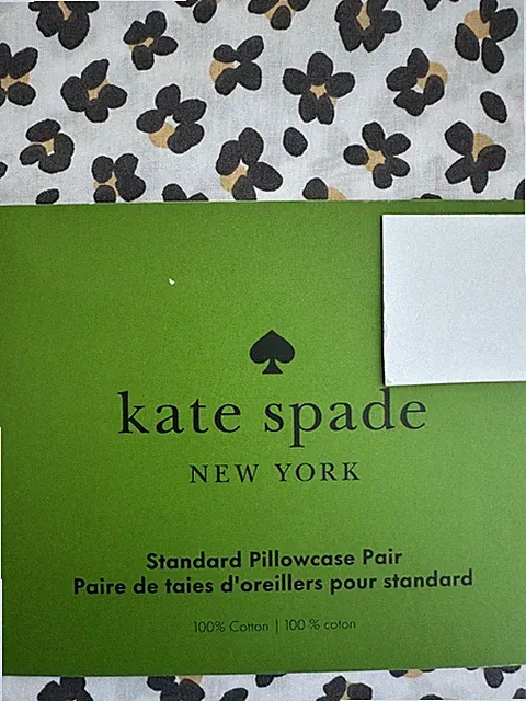 NWT! Set Of 2 Kate Spade Pillowcases - 100% Cotton - gray Floral - 20" X 32"
